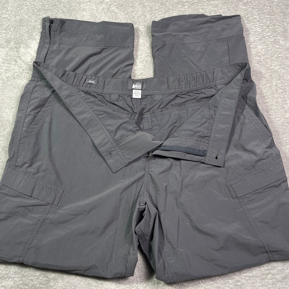 REI Co-op Men's Convertible Hiking Pants 42x32‎ Gray Relaxed Fit Cargo Travel